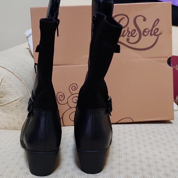 Pure Sole black leather mid calf boot - Picture 3 of 4